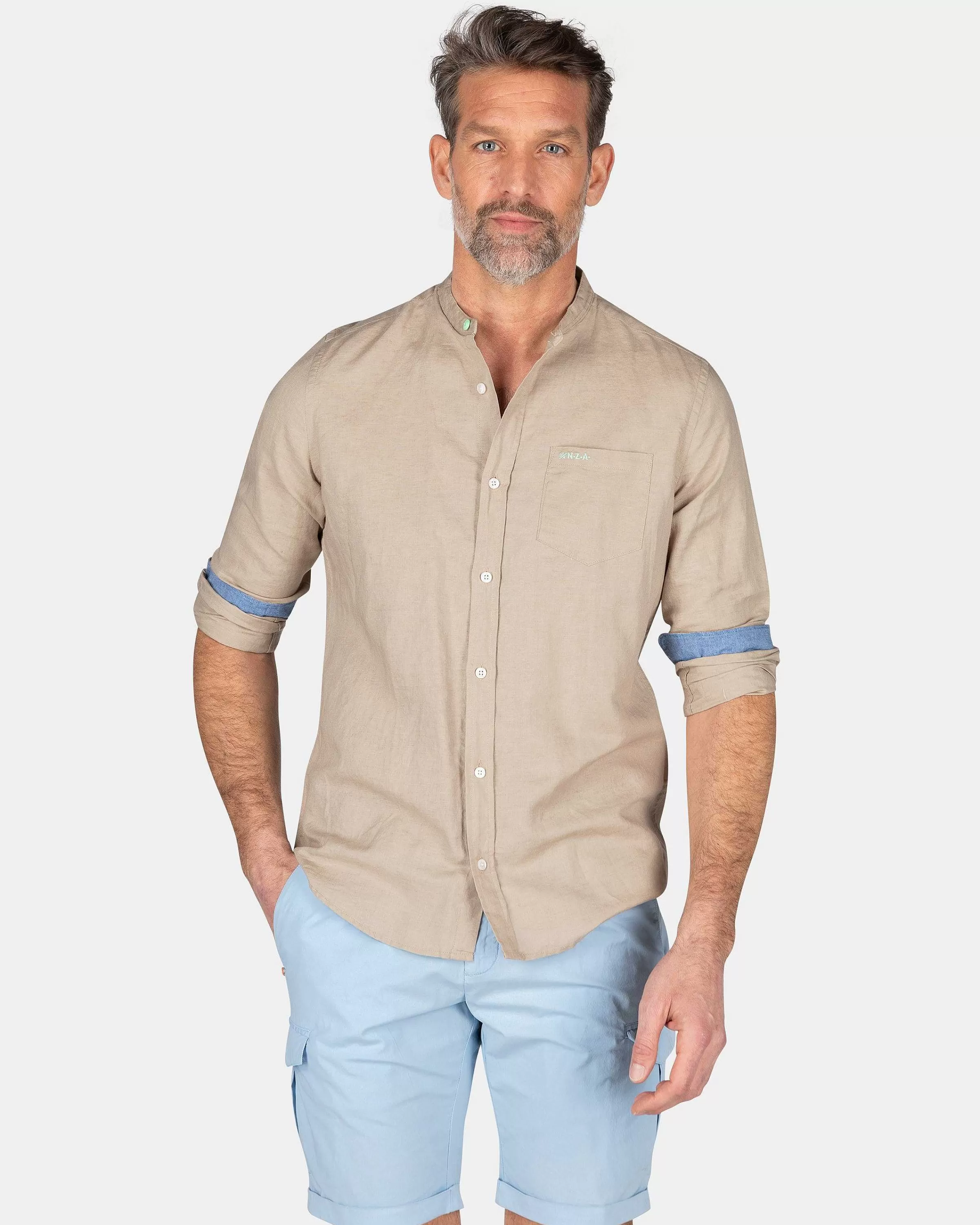 effen_overhemd_zonder_kraagshimmering_sand_1-2.webp NZA New Zealand Auckland Overhemden | Effen Overhemd Zonder Kraag-Shimmering Sand