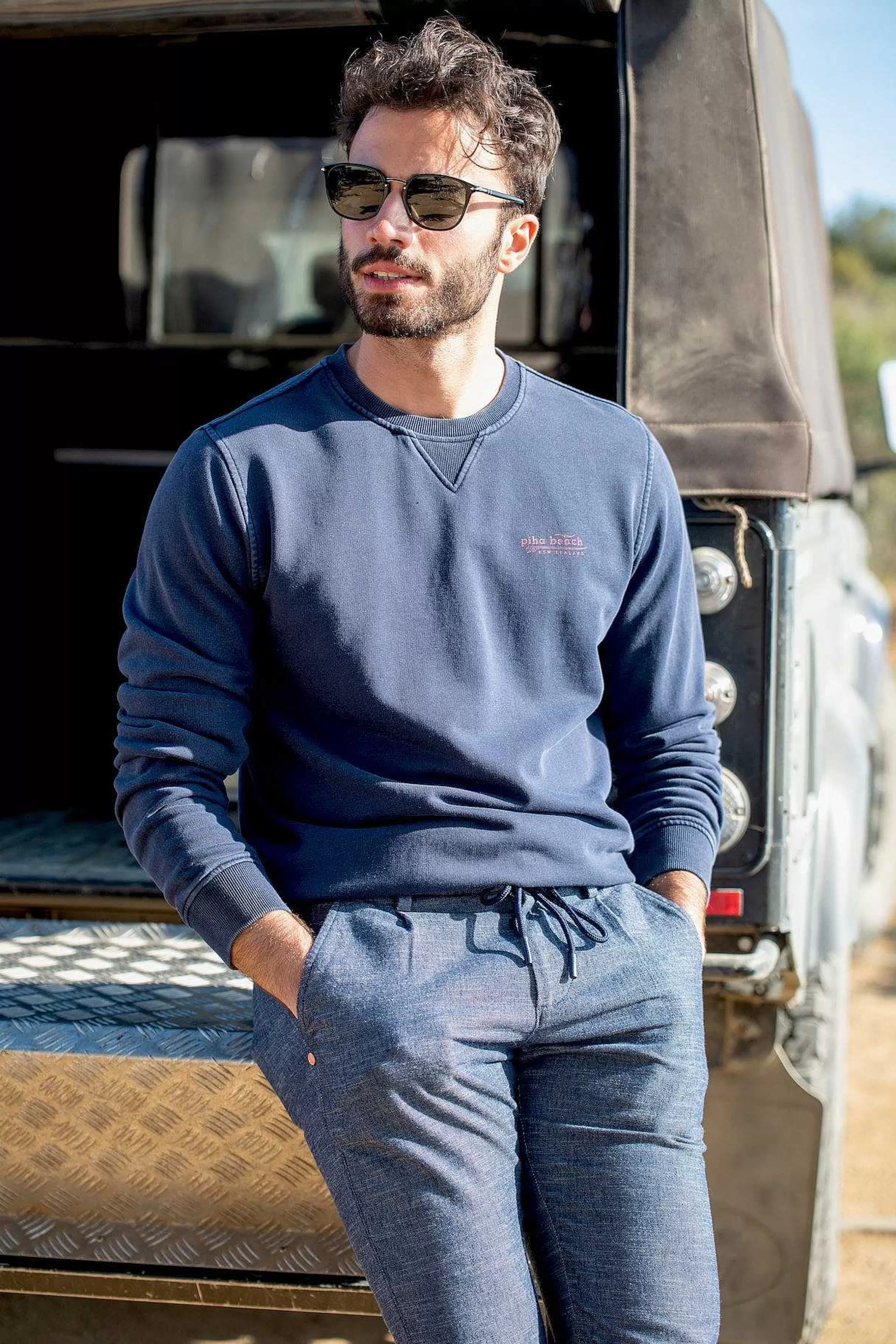 NZA New Zealand Auckland Sweats | Effen Sweater Met Ronde Hals-Dusk Navy