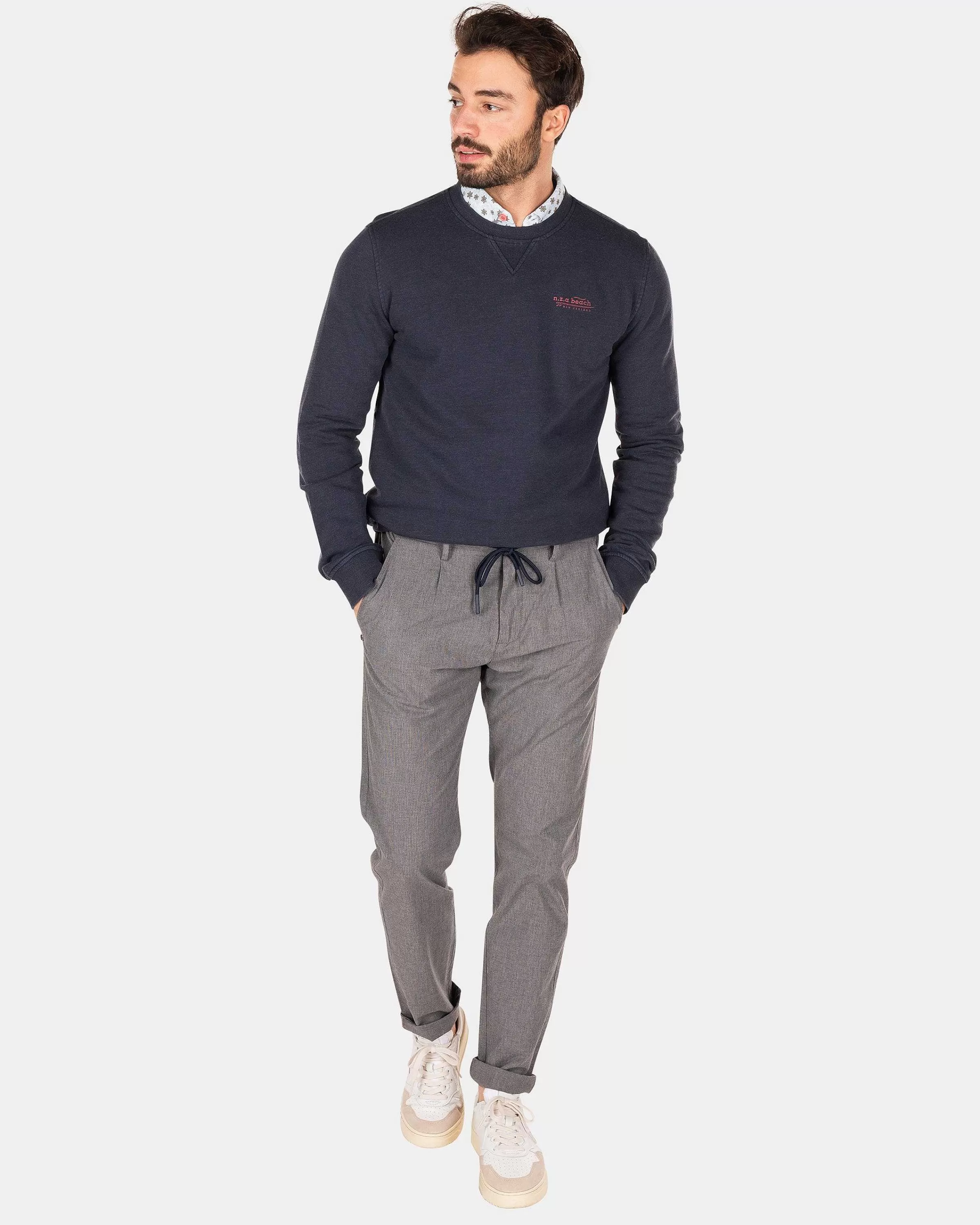 NZA New Zealand Auckland Sweats | Effen Sweater Met Ronde Hals-Traditional Navy