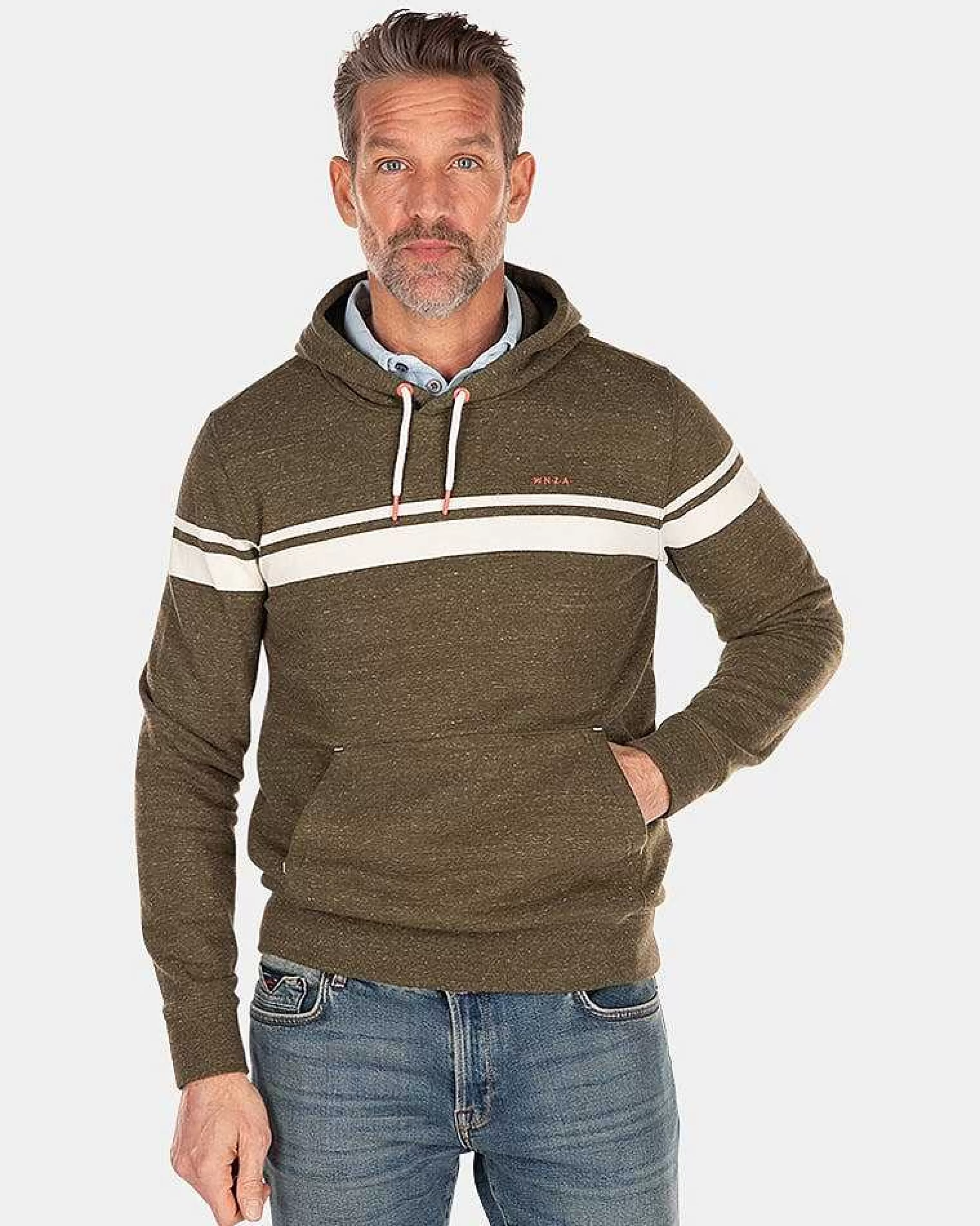 NZA New Zealand Auckland Sweats | Groene Hoodie Met Witte Streep-Jacket Army