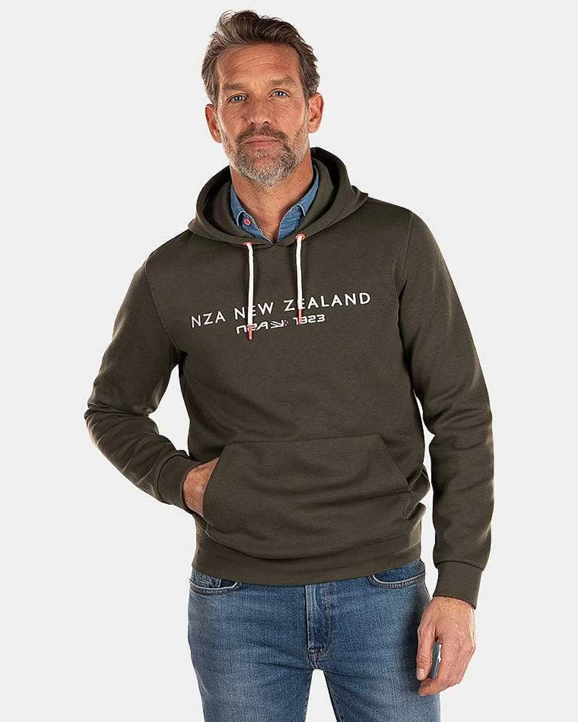 NZA New Zealand Auckland Sweats | Hoodie Met Groot Logo-Jacket Army