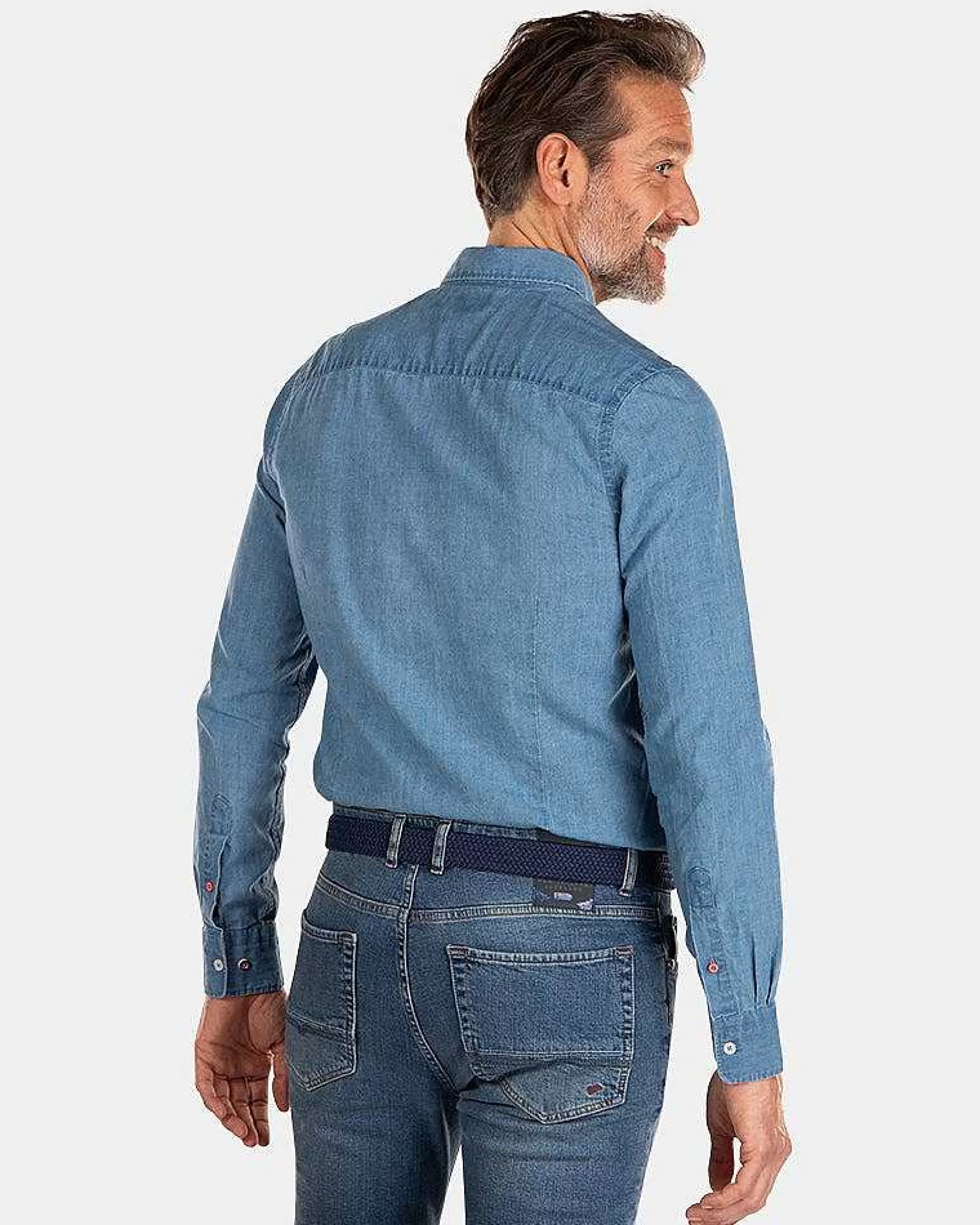 NZA New Zealand Auckland Overhemden | Indigo Overhemd Met Linnen-Indigo