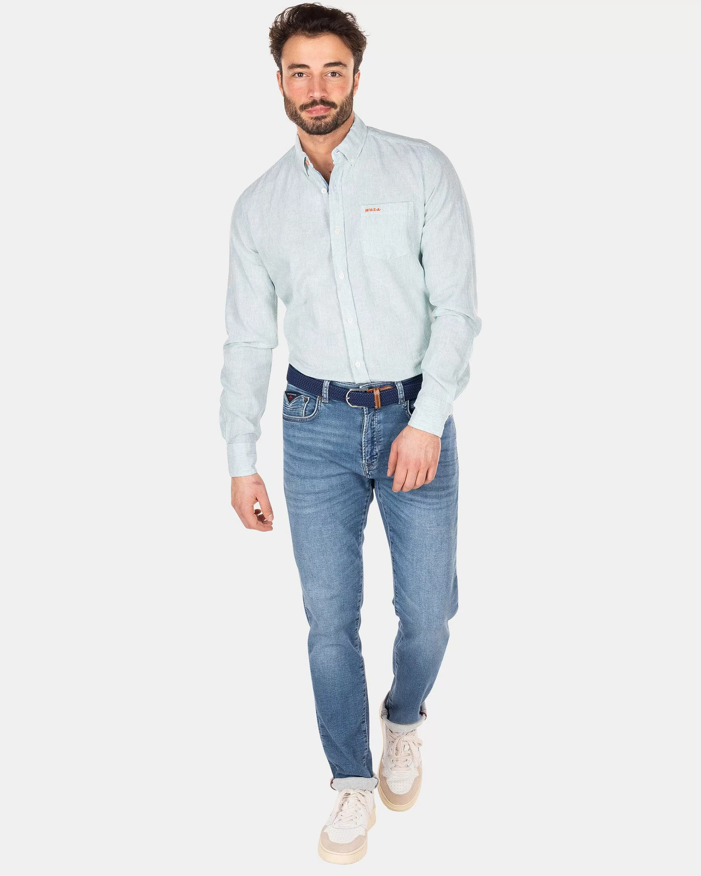 NZA New Zealand Auckland Overhemden | Katoenen Overhemd Met Lange Mouw-Amazon Green