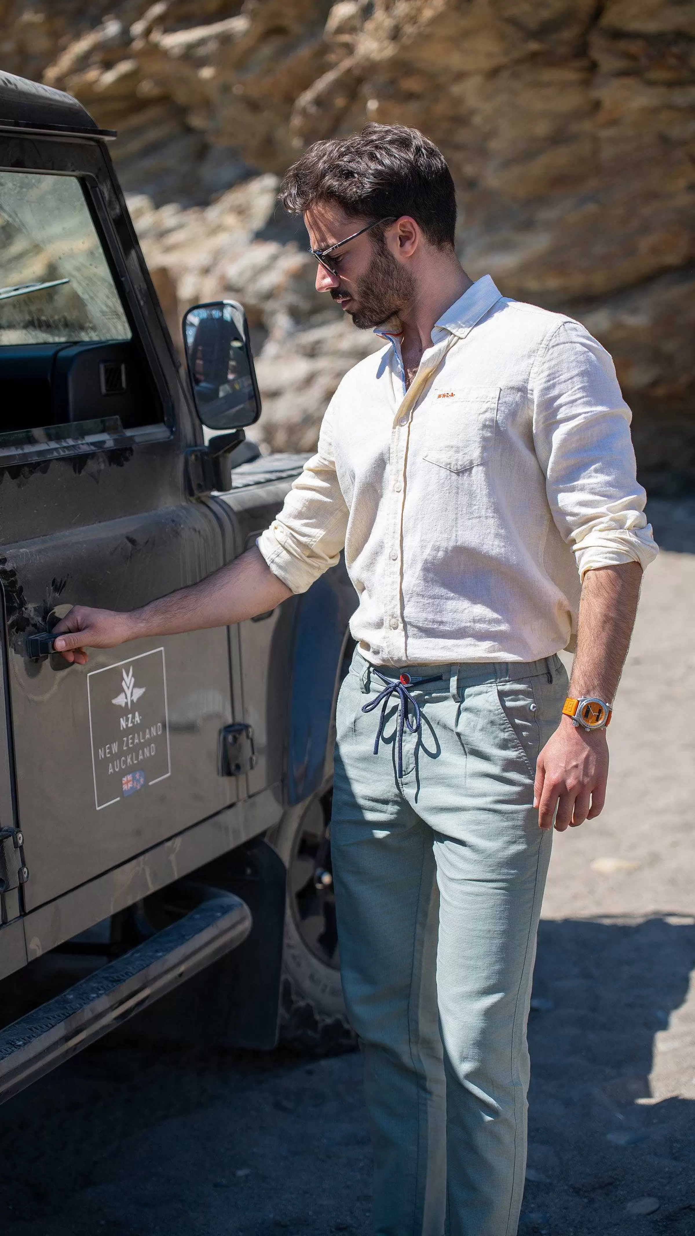 NZA New Zealand Auckland Overhemden | Katoenen Overhemd Met Lange Mouw-Shimmering Sand