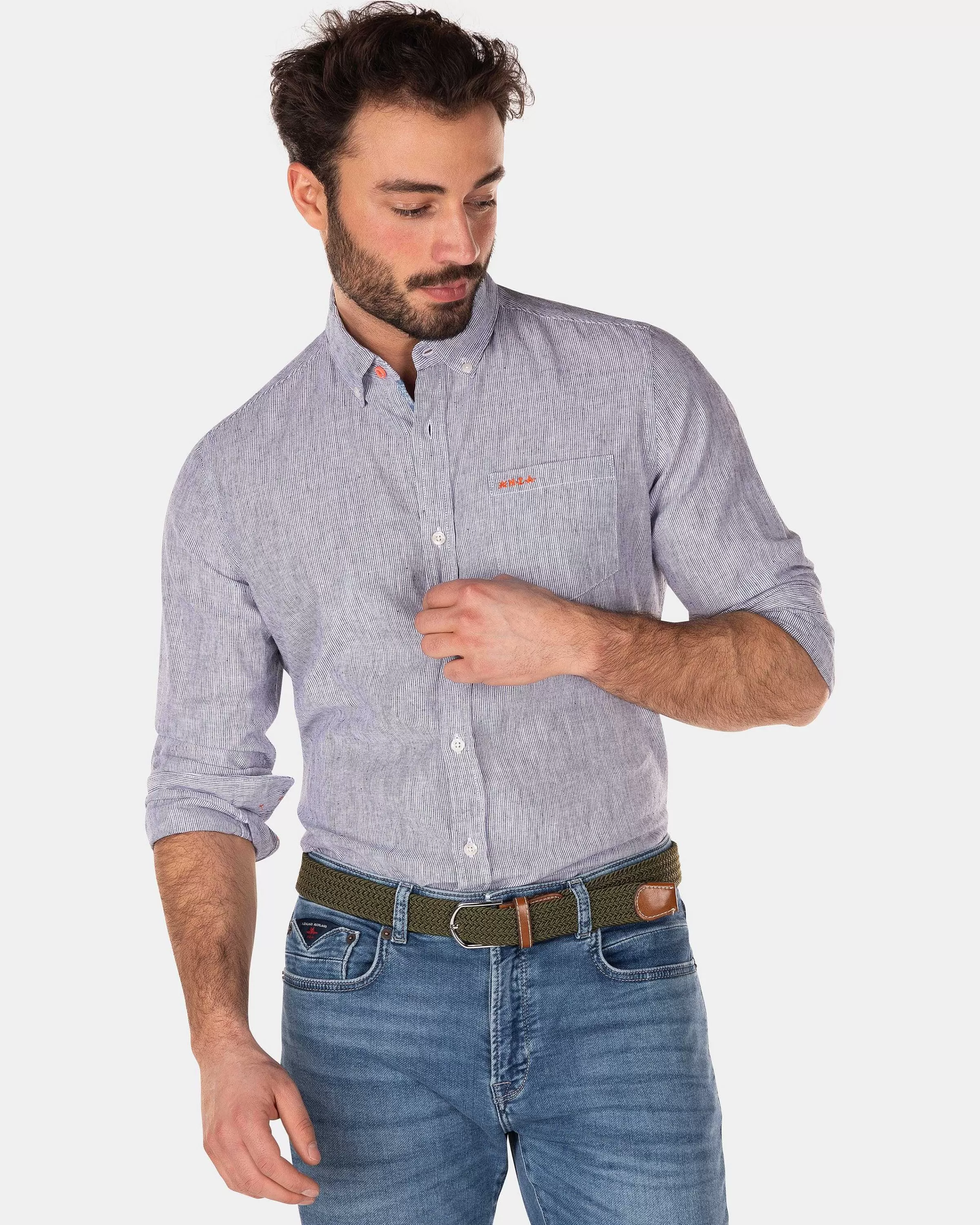 NZA New Zealand Auckland Overhemden | Katoenen Overhemd Met Lange Mouw-Traditional Navy