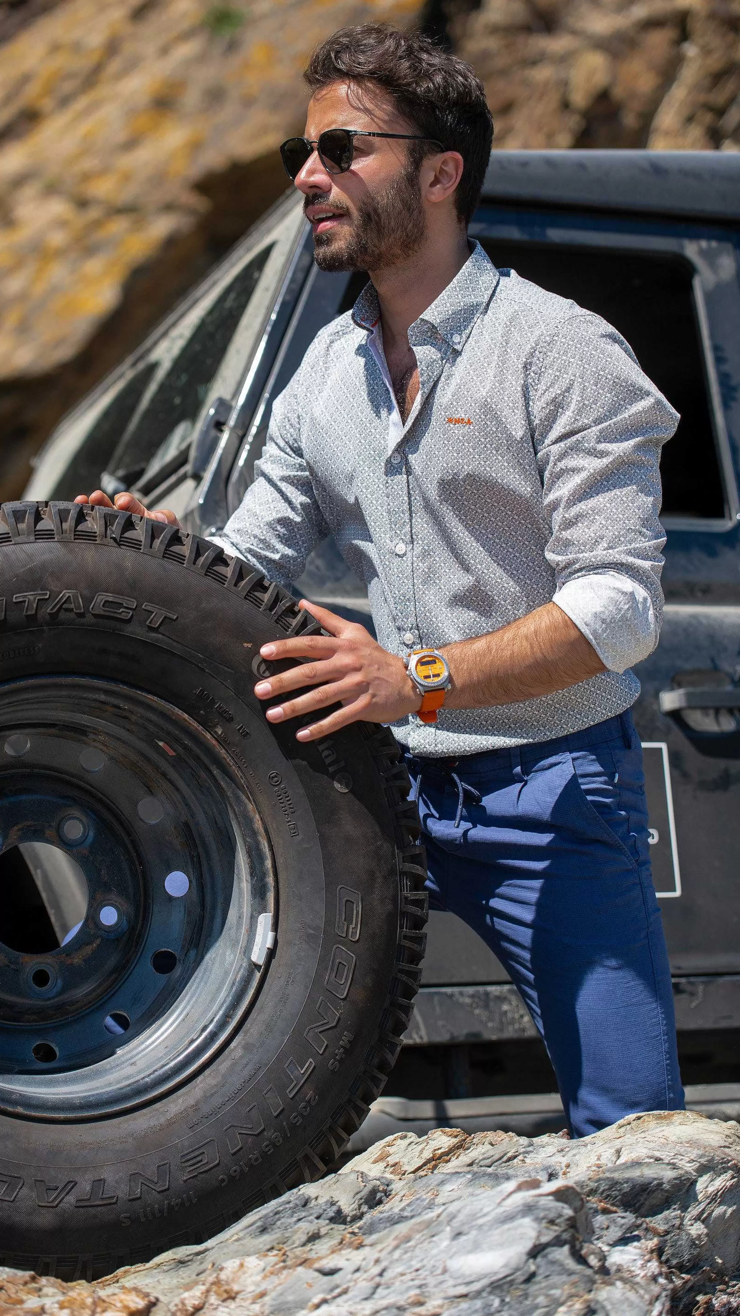 NZA New Zealand Auckland Overhemden | Katoenen Overhemd Met Print-Iguana Yellow