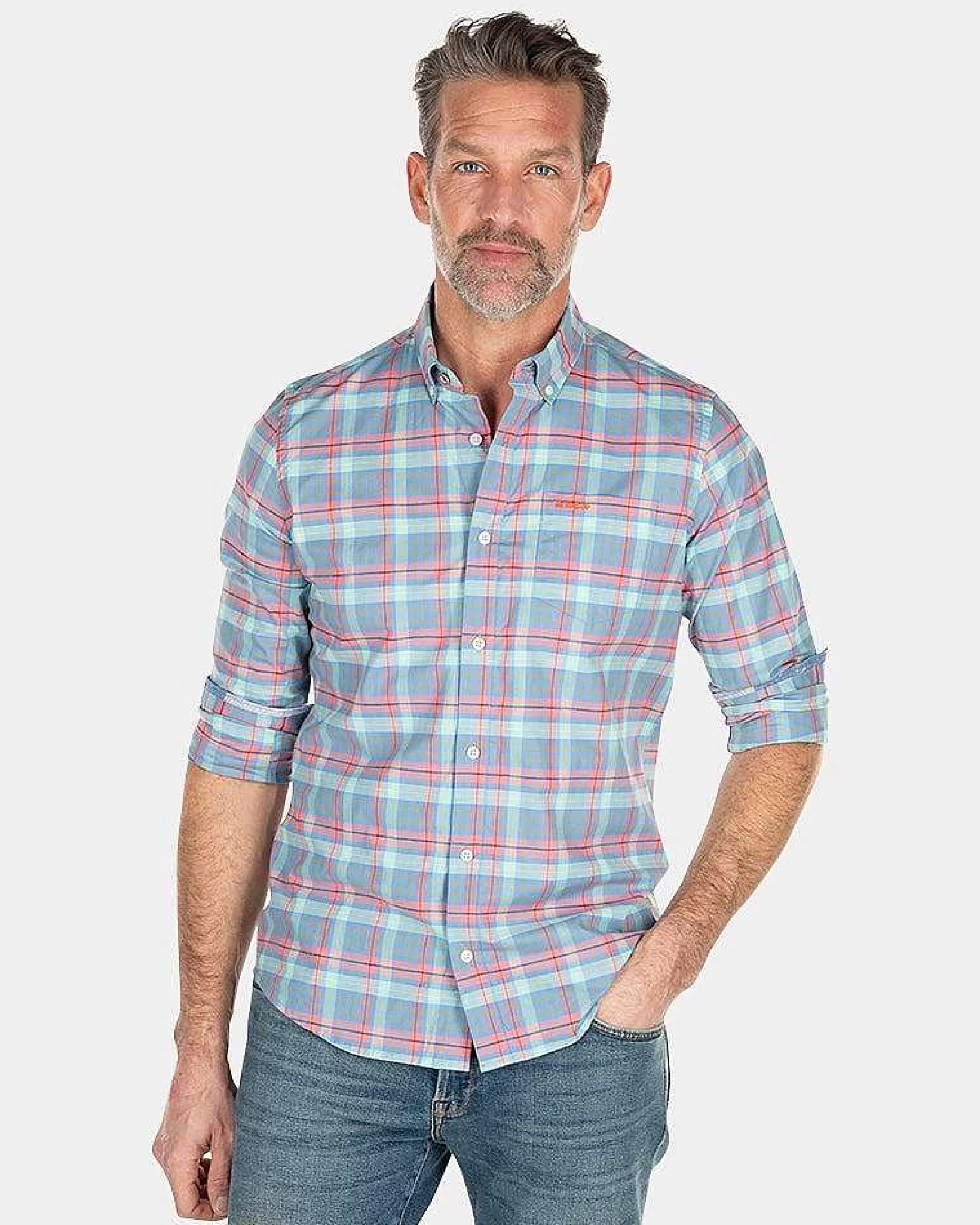 NZA New Zealand Auckland Overhemden | Katoenen Overhemd Met Ruit-Blue Multicolour