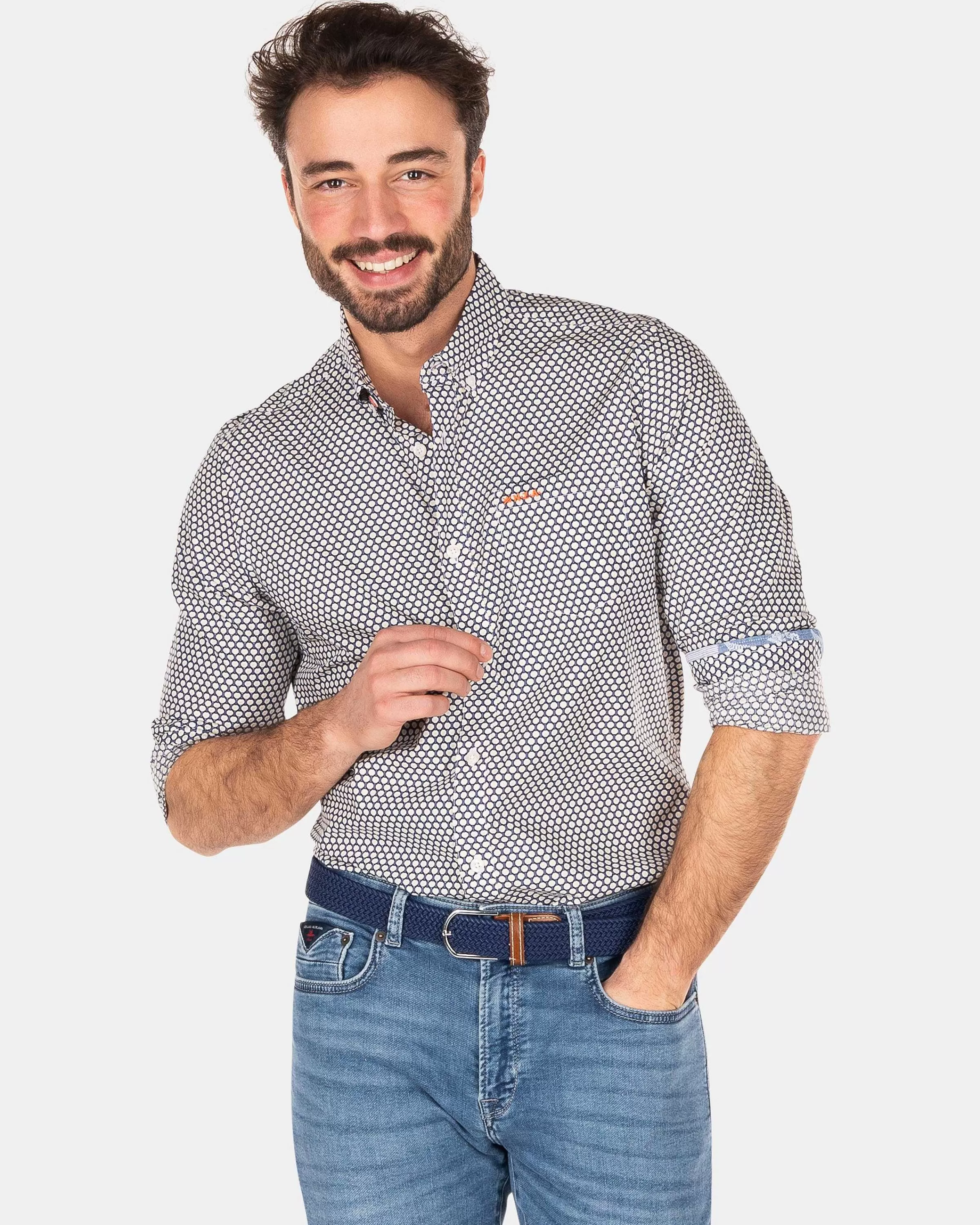 katoenen_overhemd_met_stippendusk_navy_1-2.webp NZA New Zealand Auckland Overhemden | Katoenen Overhemd Met Stippen-Dusk Navy