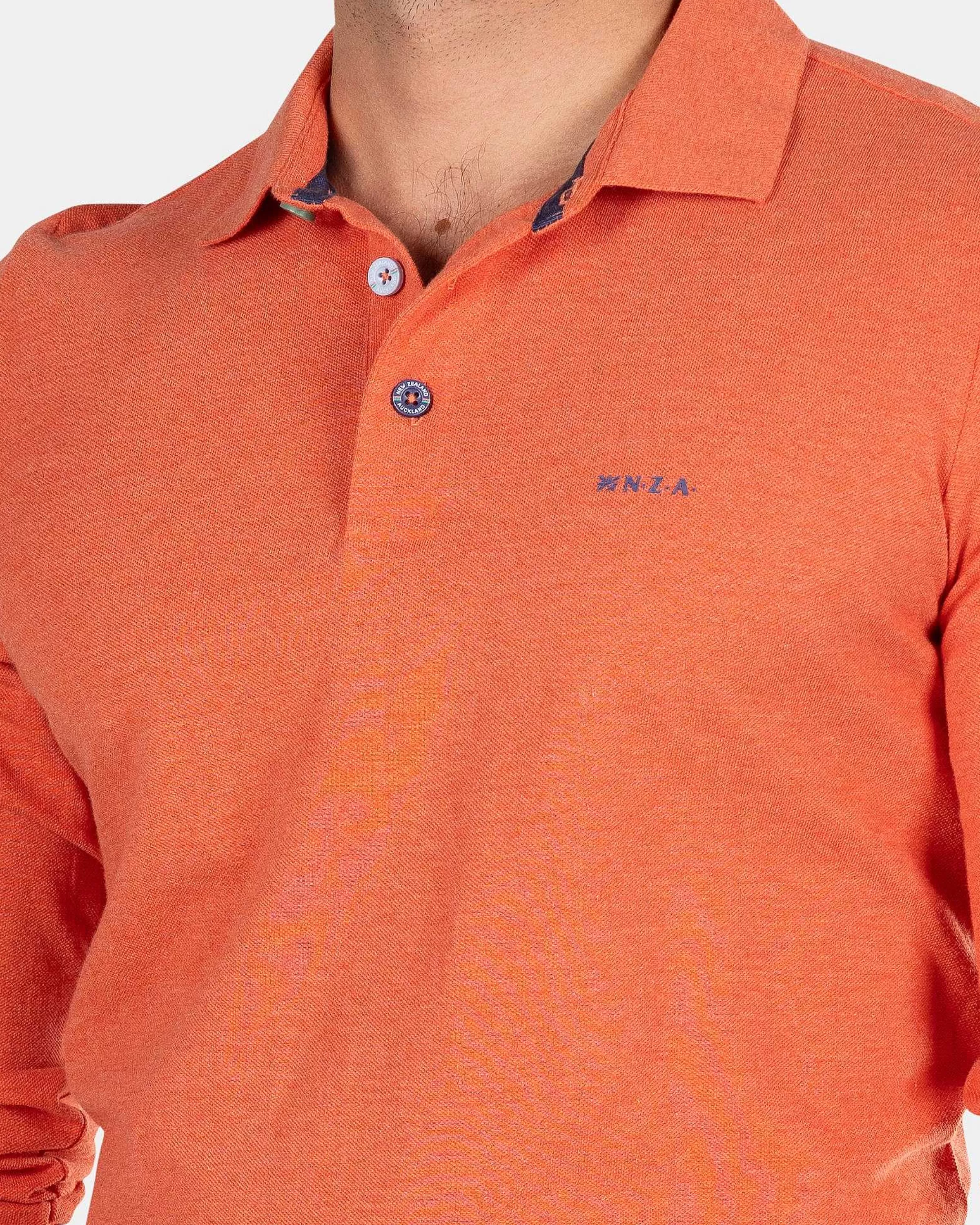 NZA New Zealand Auckland Polo-Shirts | Katoenen Polo Met Lange Mouwen-Golden Orange