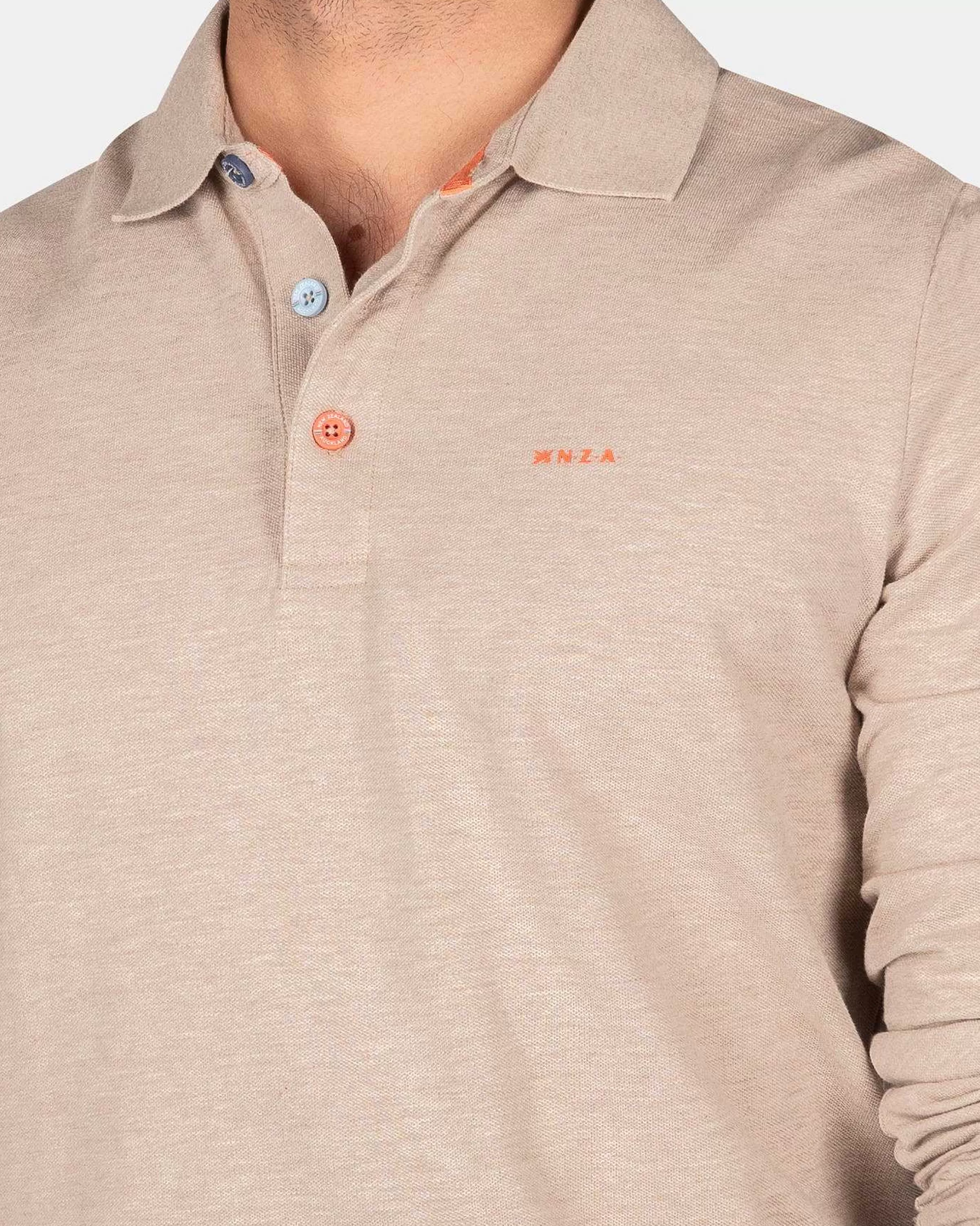 NZA New Zealand Auckland Polo-Shirts | Katoenen Polo Met Lange Mouwen-Shimmering Sand