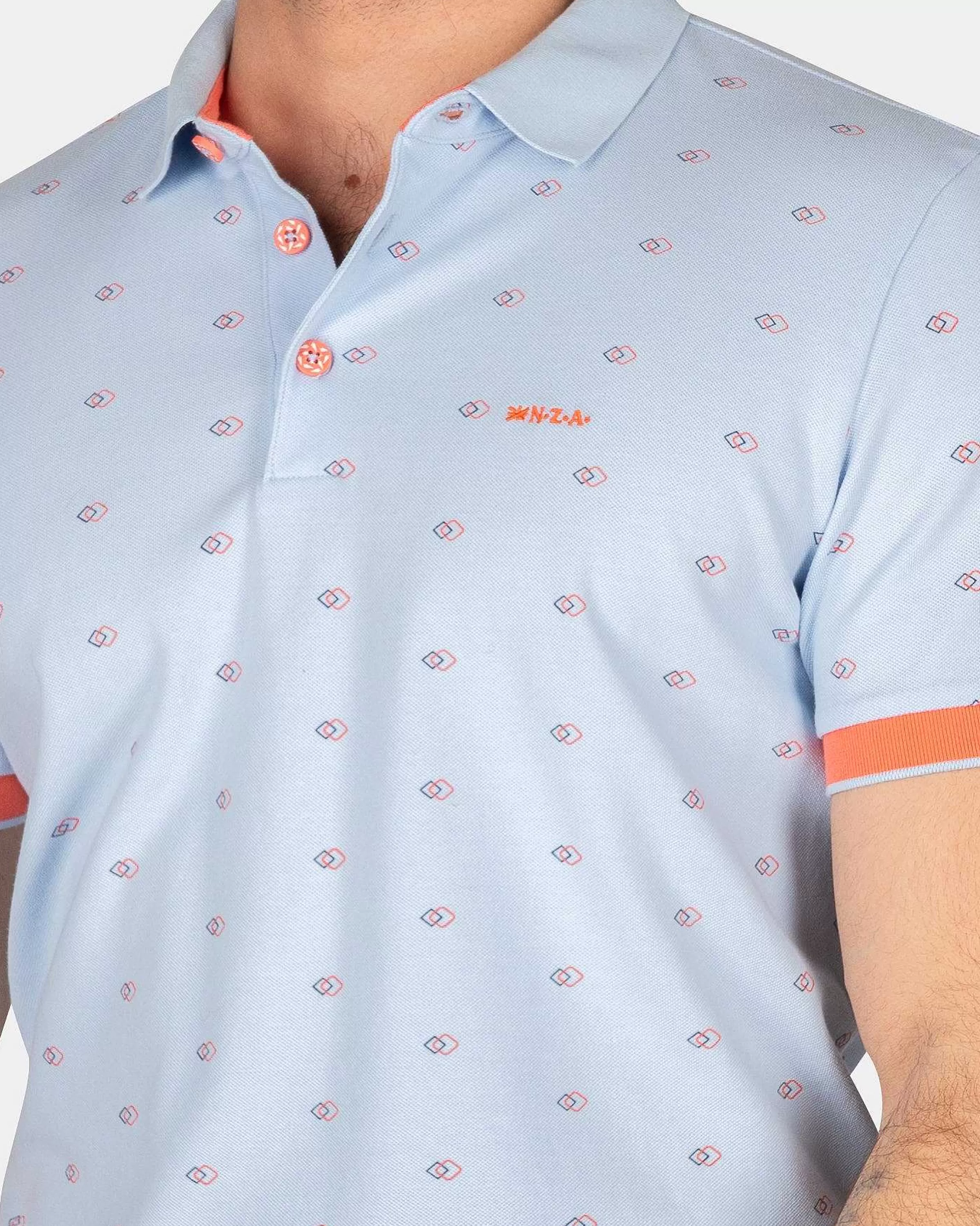 NZA New Zealand Auckland Polo-Shirts | Katoenen Polo Met Stippen -Rhythm Blue