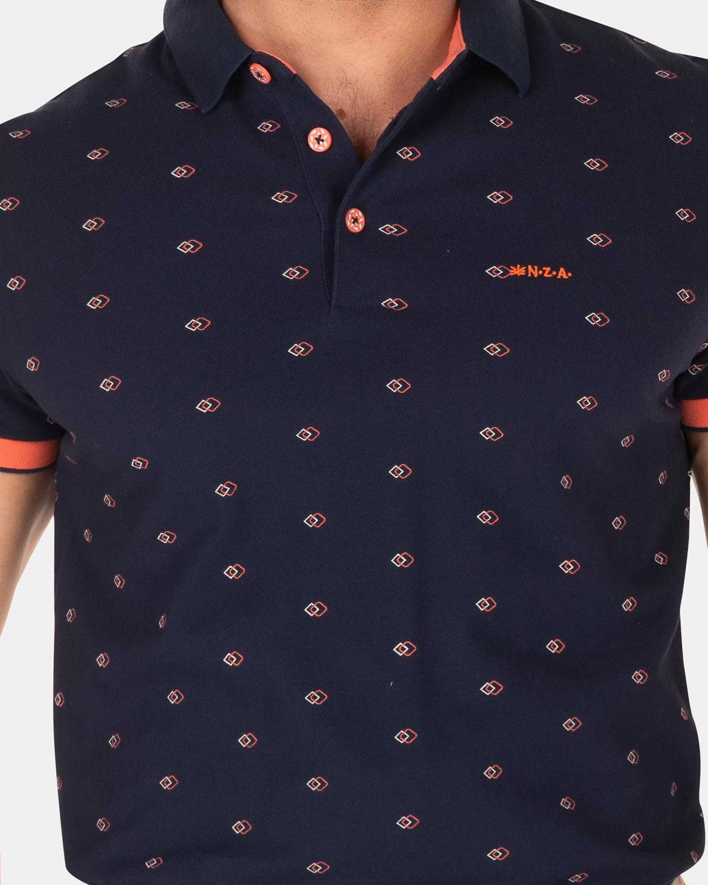 NZA New Zealand Auckland Polo-Shirts | Katoenen Polo Met Stippen -Traditional Navy