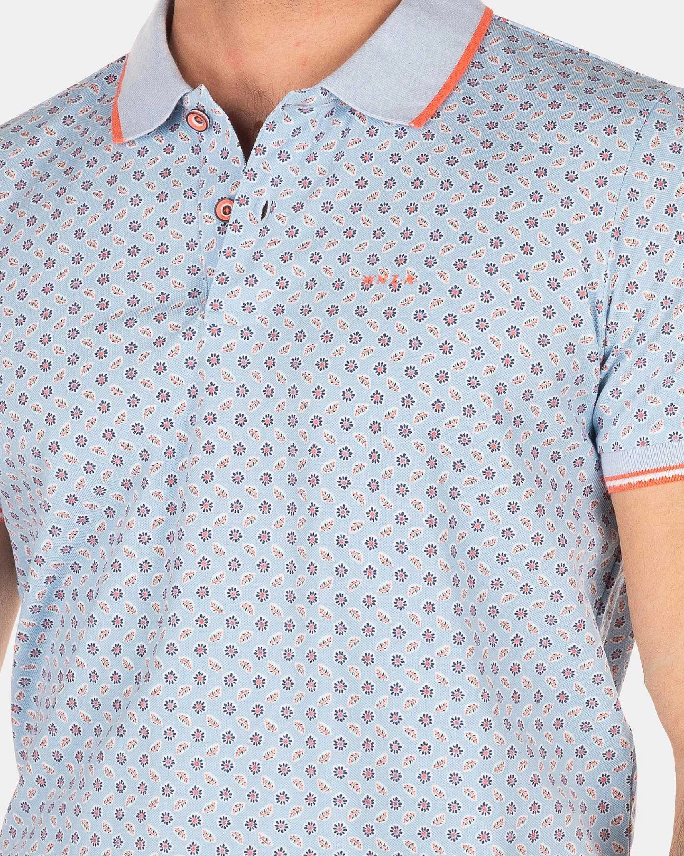 NZA New Zealand Auckland Polo-Shirts | Lichtblauwe Polo Met Stippen-Rhythm Blue