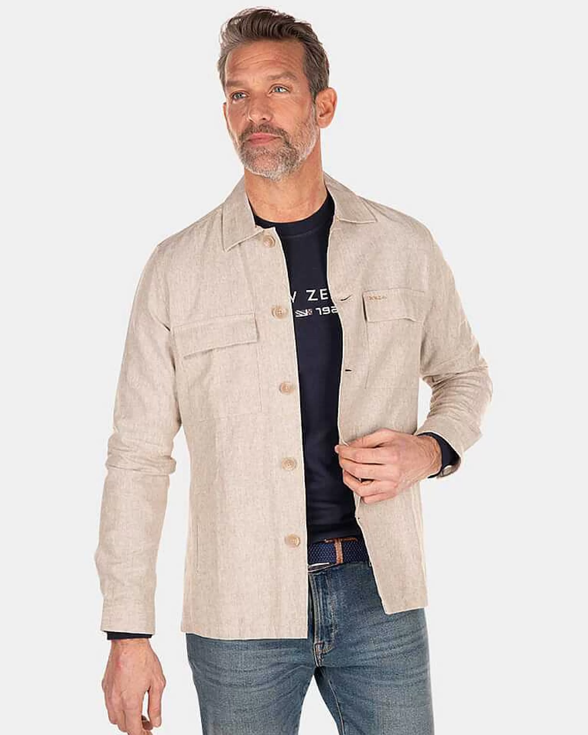 NZA New Zealand Auckland Overhemden | Linnen Overshirt-Shimmering Sand