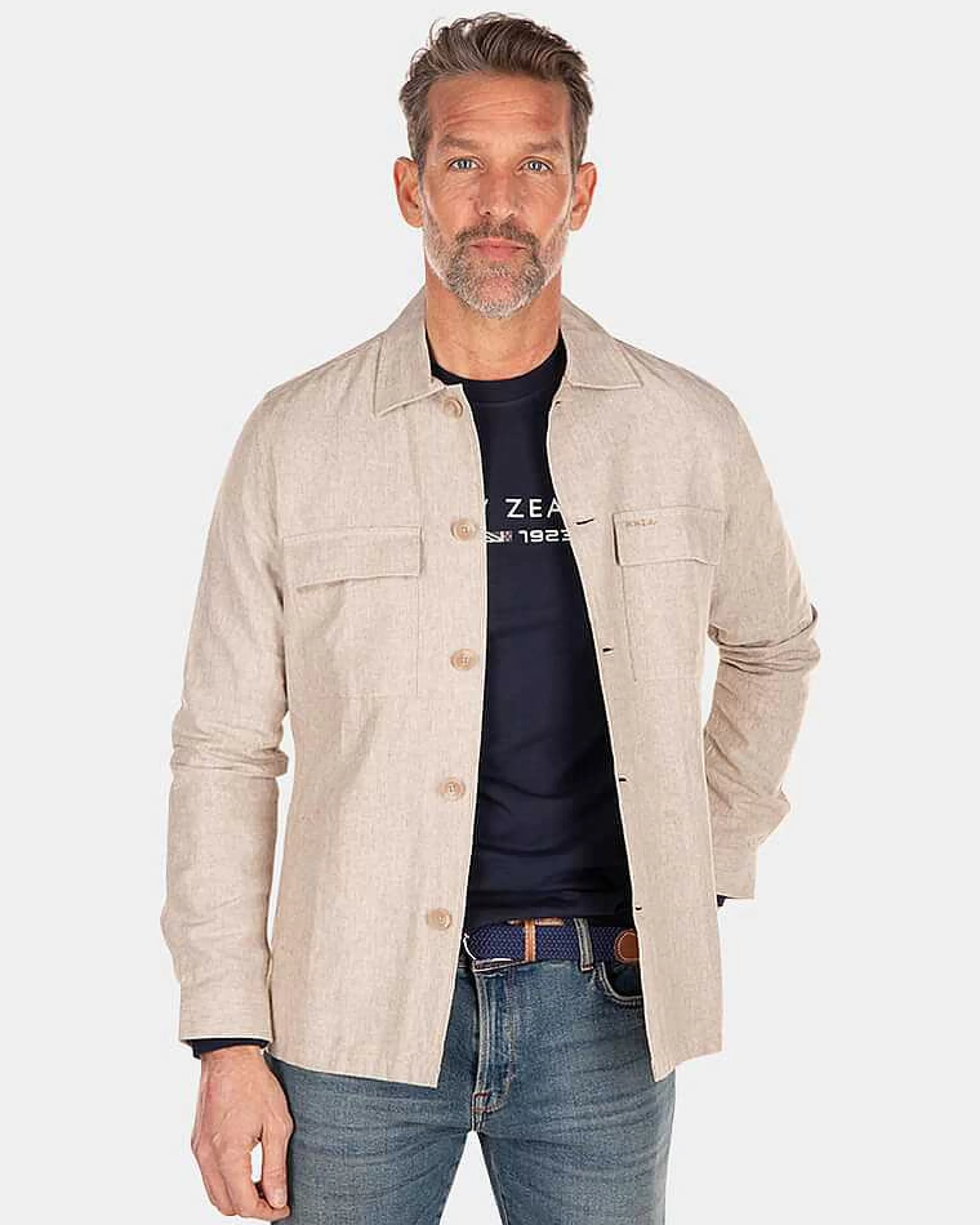 NZA New Zealand Auckland Overhemden | Linnen Overshirt-Shimmering Sand