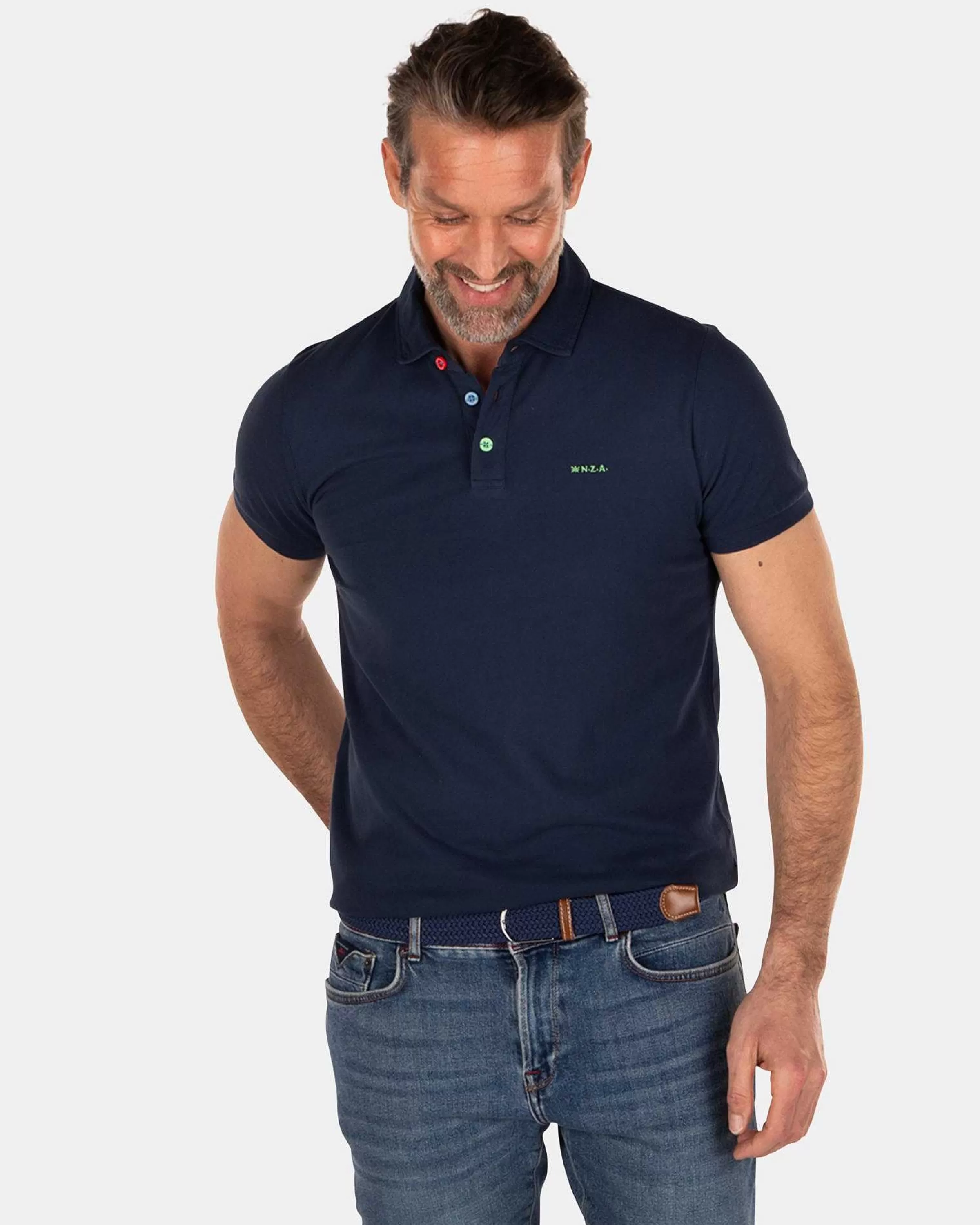 NZA New Zealand Auckland Polo-Shirts | Nza Heritage Cotton Polo Shirt-Key Navy