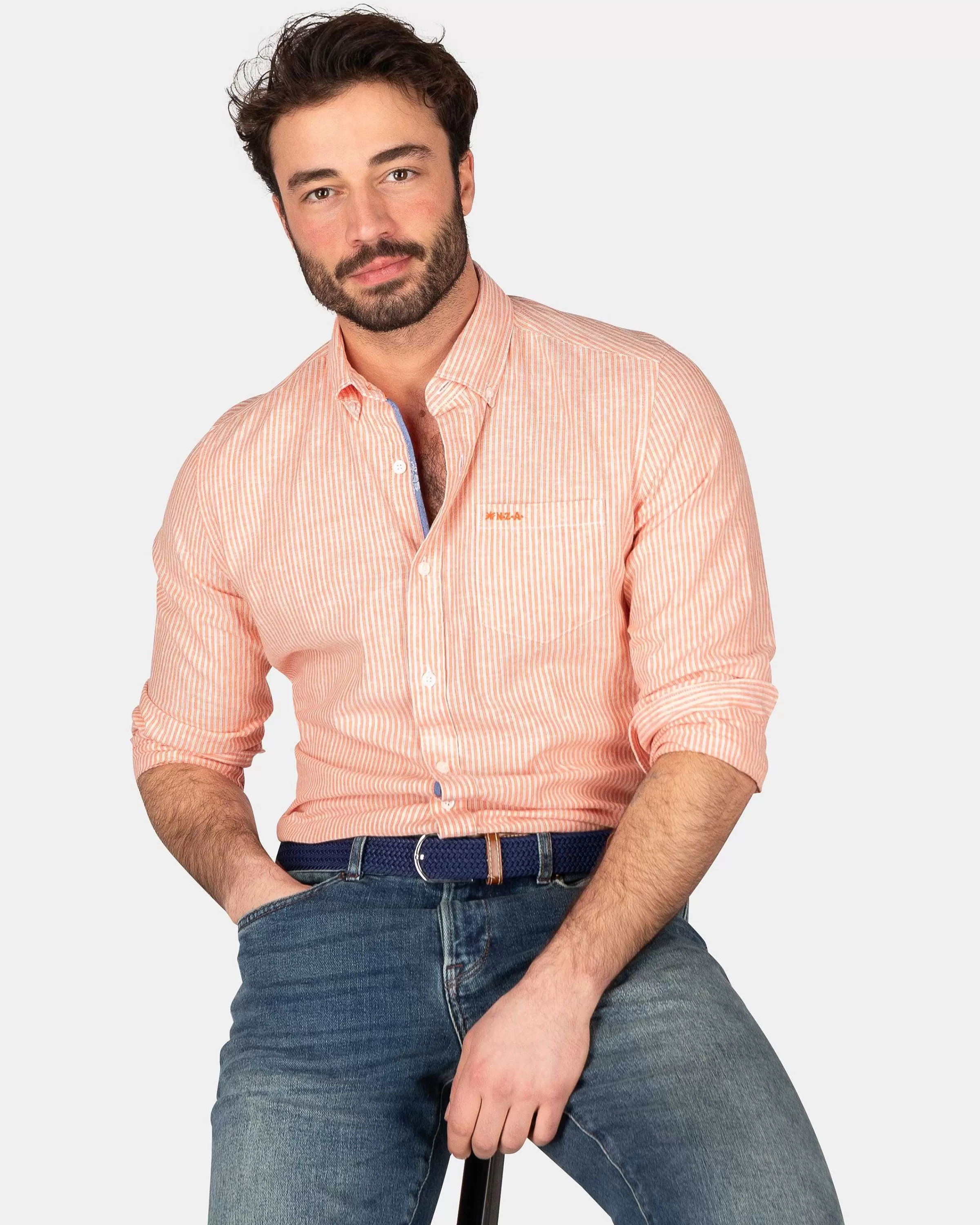 NZA New Zealand Auckland Overhemden | Oranje Linnen Overhemd-Golden Orange