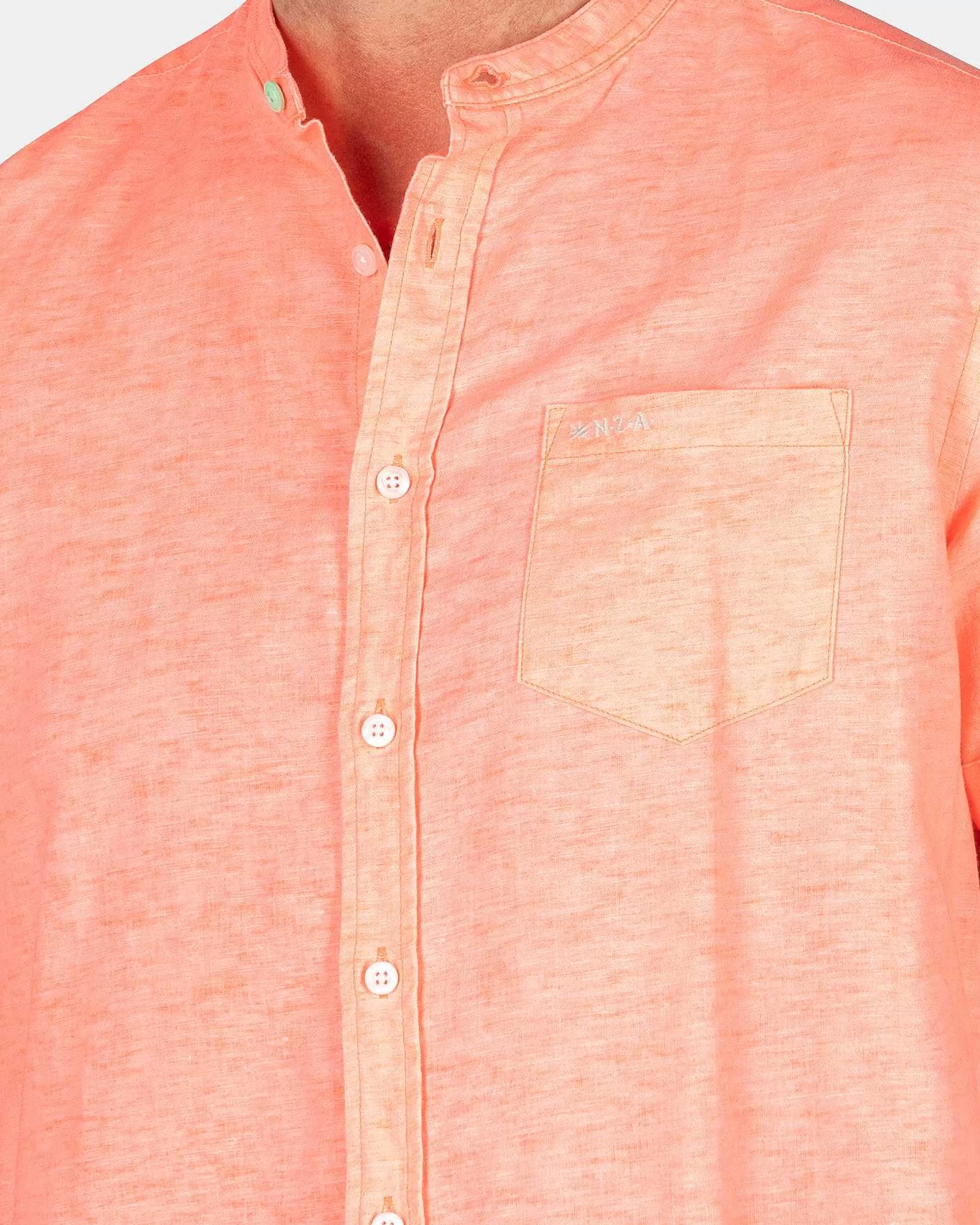 NZA New Zealand Auckland Overhemden | Overhemd Zonder Kraag Met Korte Mouw-Fury Pink