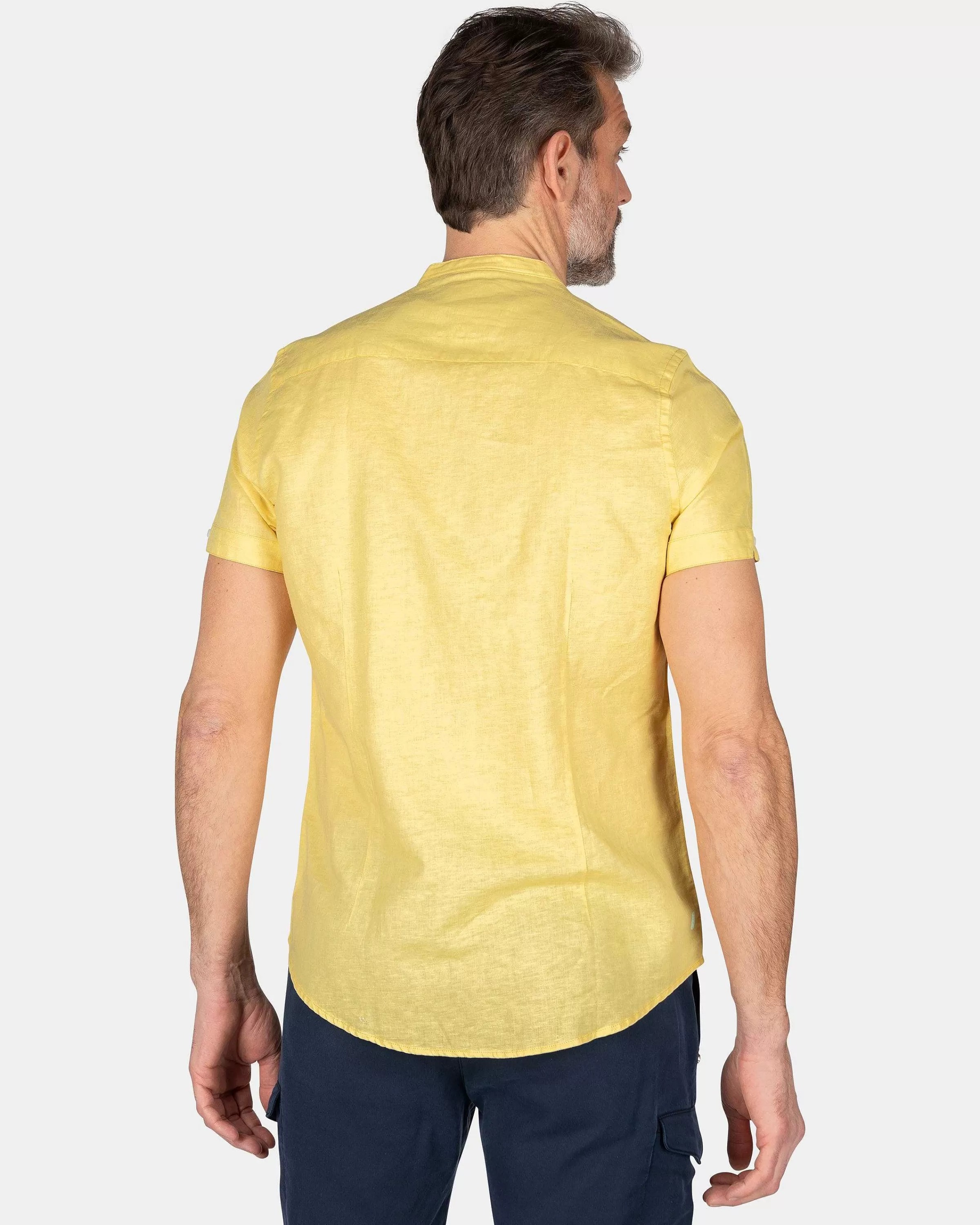 NZA New Zealand Auckland Overhemden | Overhemd Zonder Kraag Met Korte Mouw-Iguana Yellow