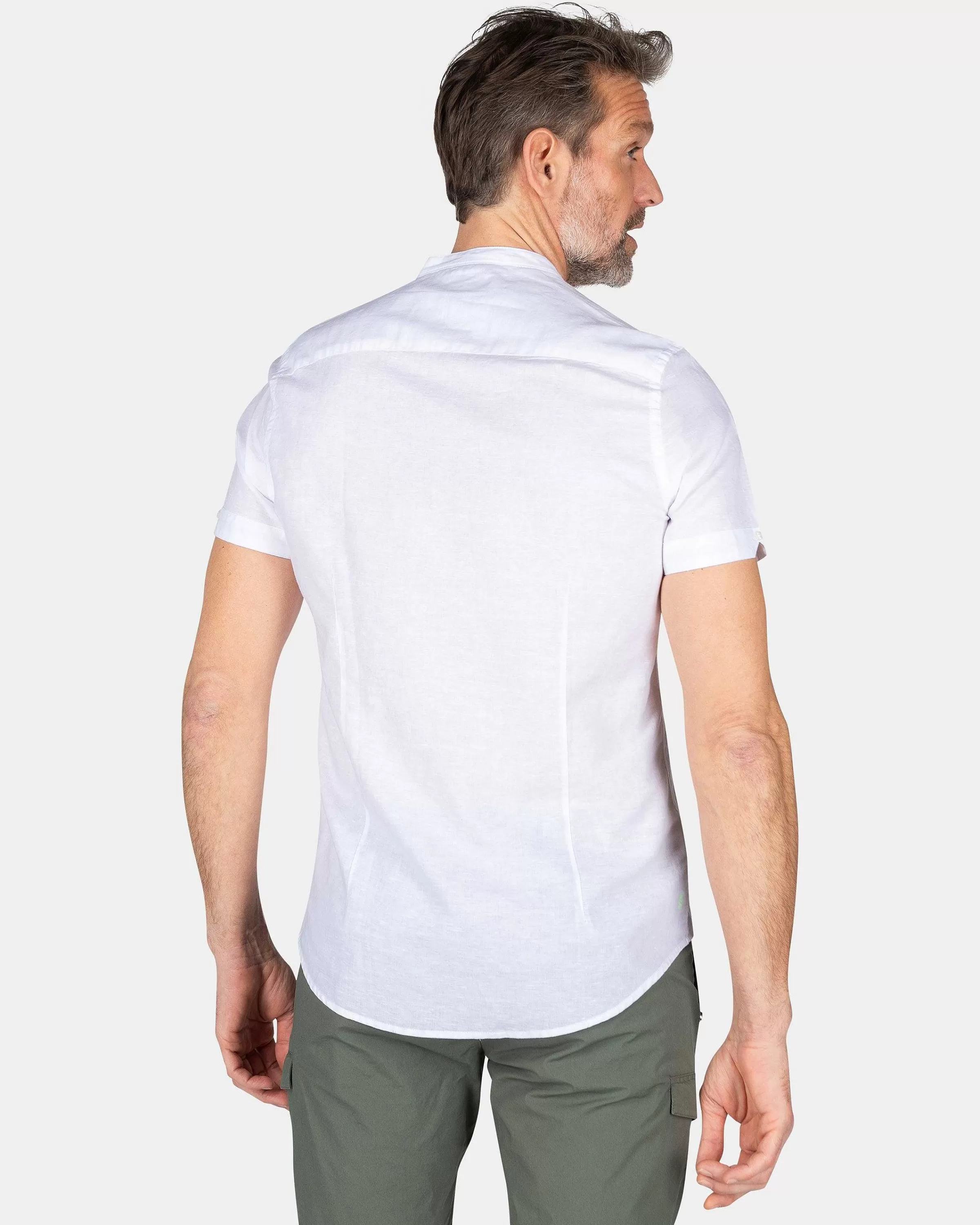 NZA New Zealand Auckland Overhemden | Overhemd Zonder Kraag Met Korte Mouw-White