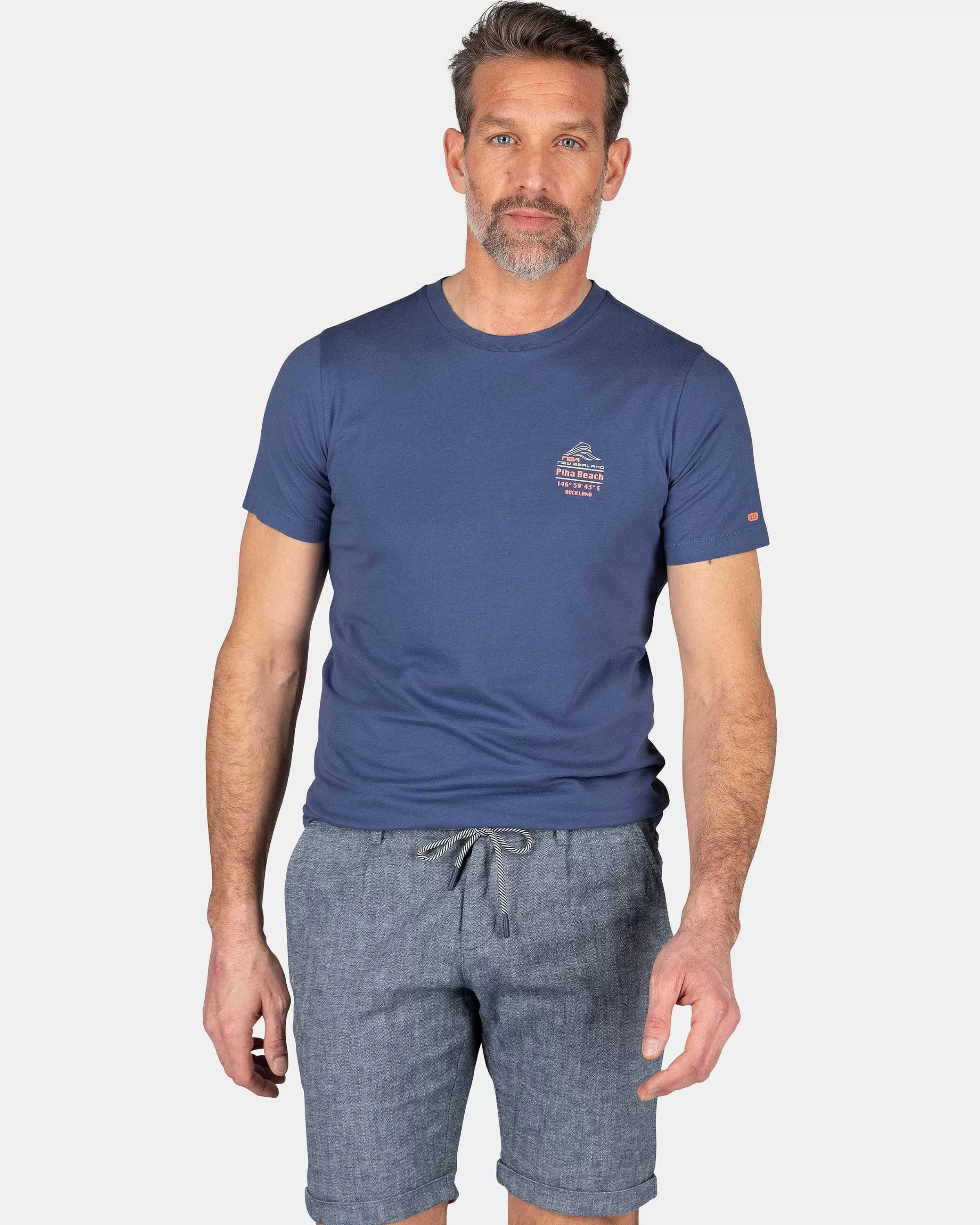 NZA New Zealand Auckland T-Shirts | T-Shirt Met Ronde Hals-Dusk Navy