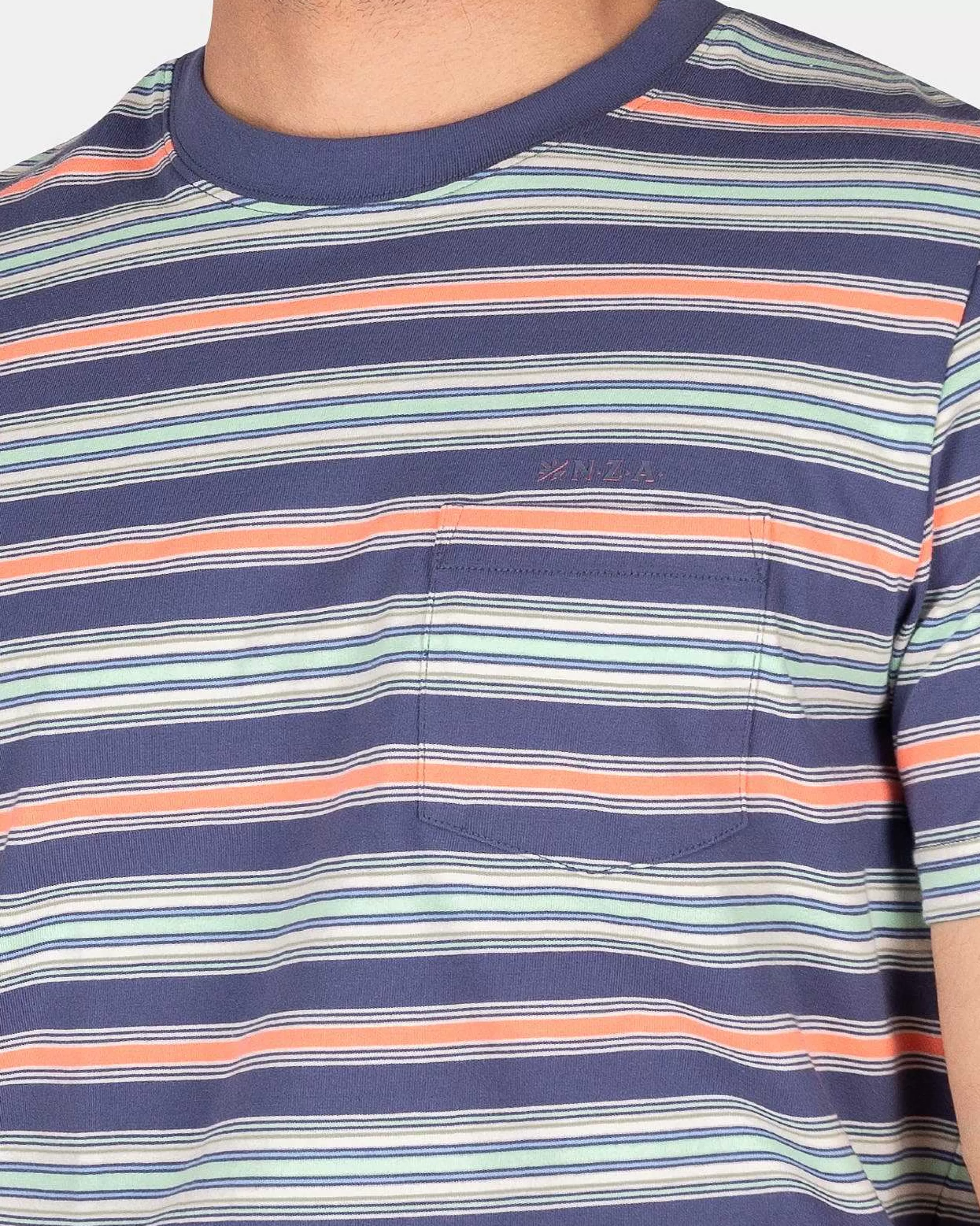 NZA New Zealand Auckland T-Shirts | T-Shirt Van Katoen Met Strepen-Dusk Navy