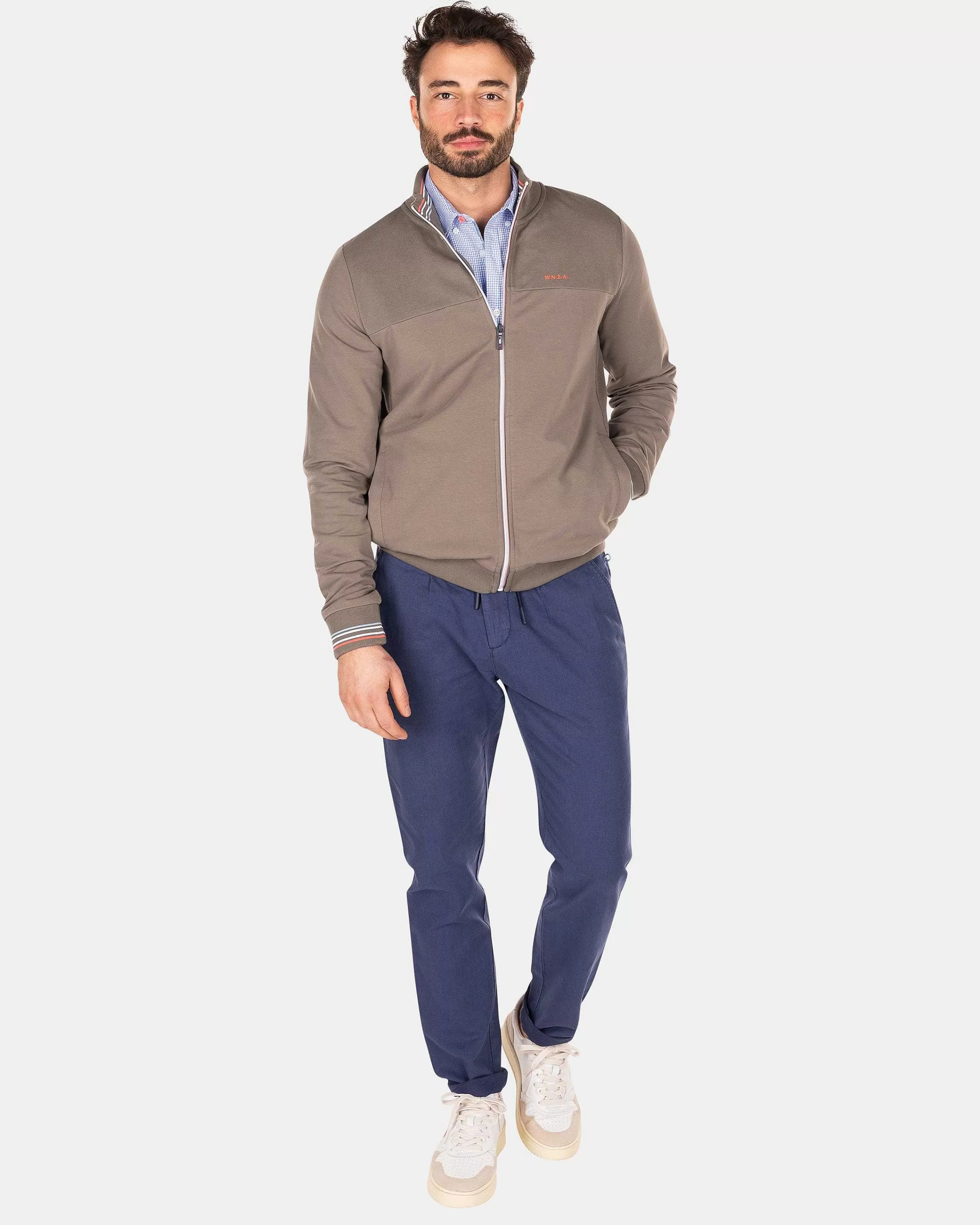 NZA New Zealand Auckland Sweats | Vest Met Gekleurde Bies-Misty Army