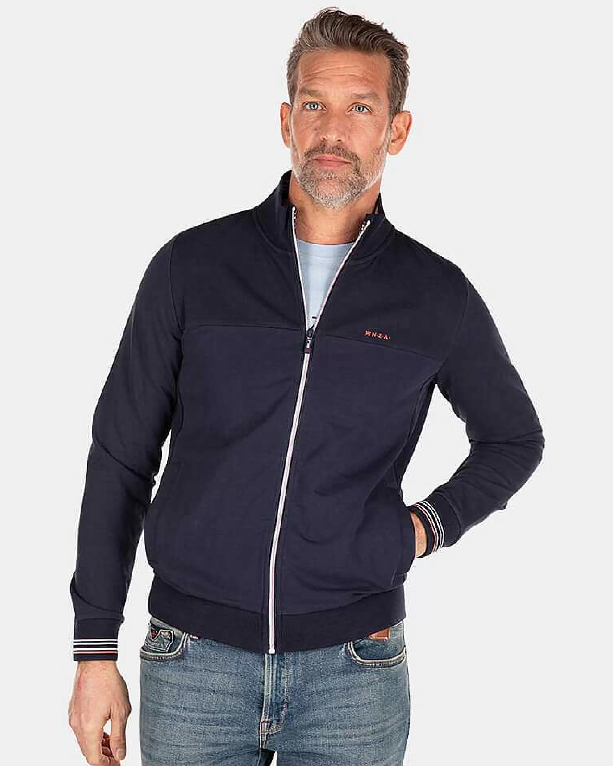 NZA New Zealand Auckland Sweats | Vest Met Gekleurde Bies-Traditional Navy
