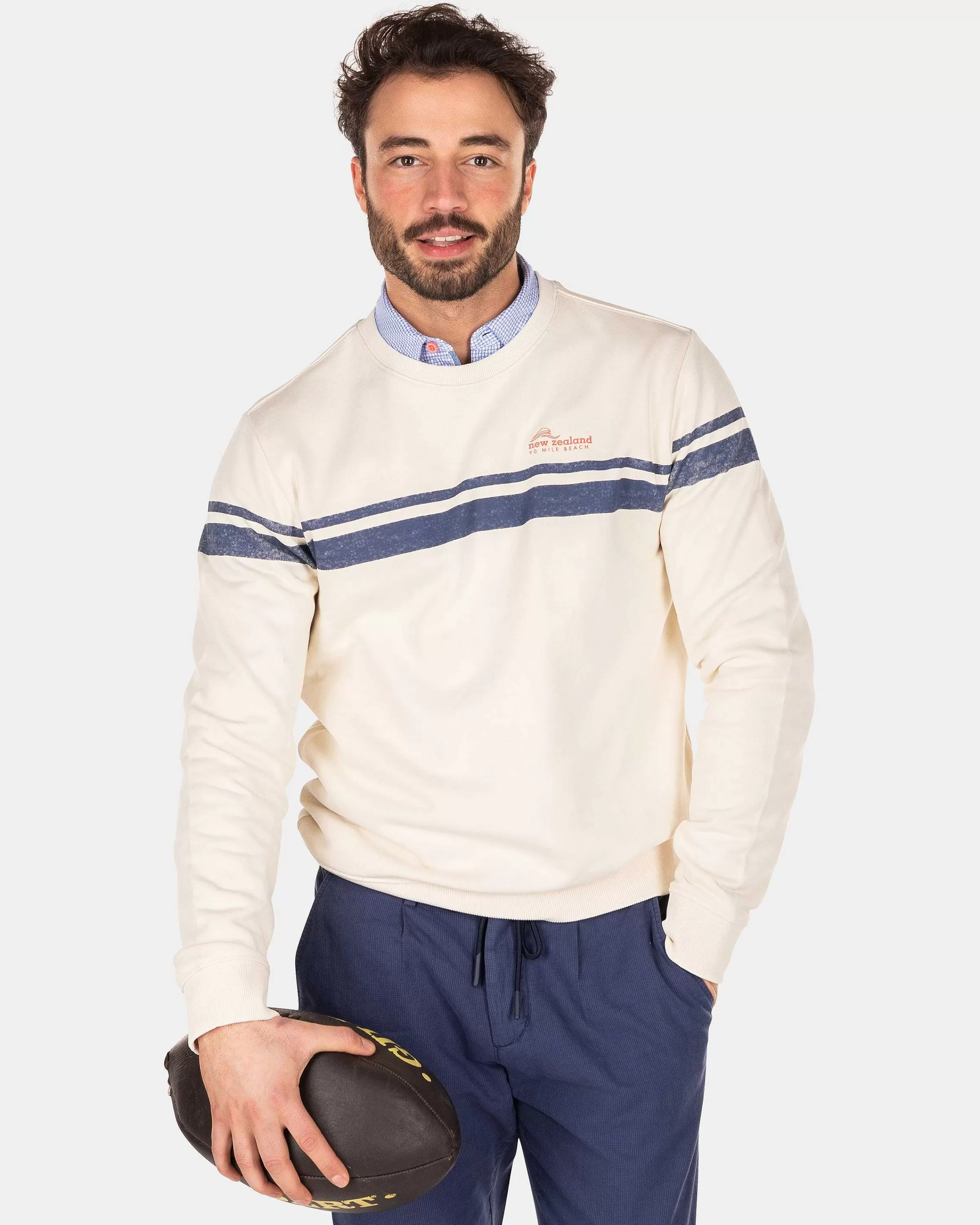 witte_sweater_met_blauwe_streepcream_1-2.webp NZA New Zealand Auckland Sweats | Witte Sweater Met Blauwe Streep-Cream