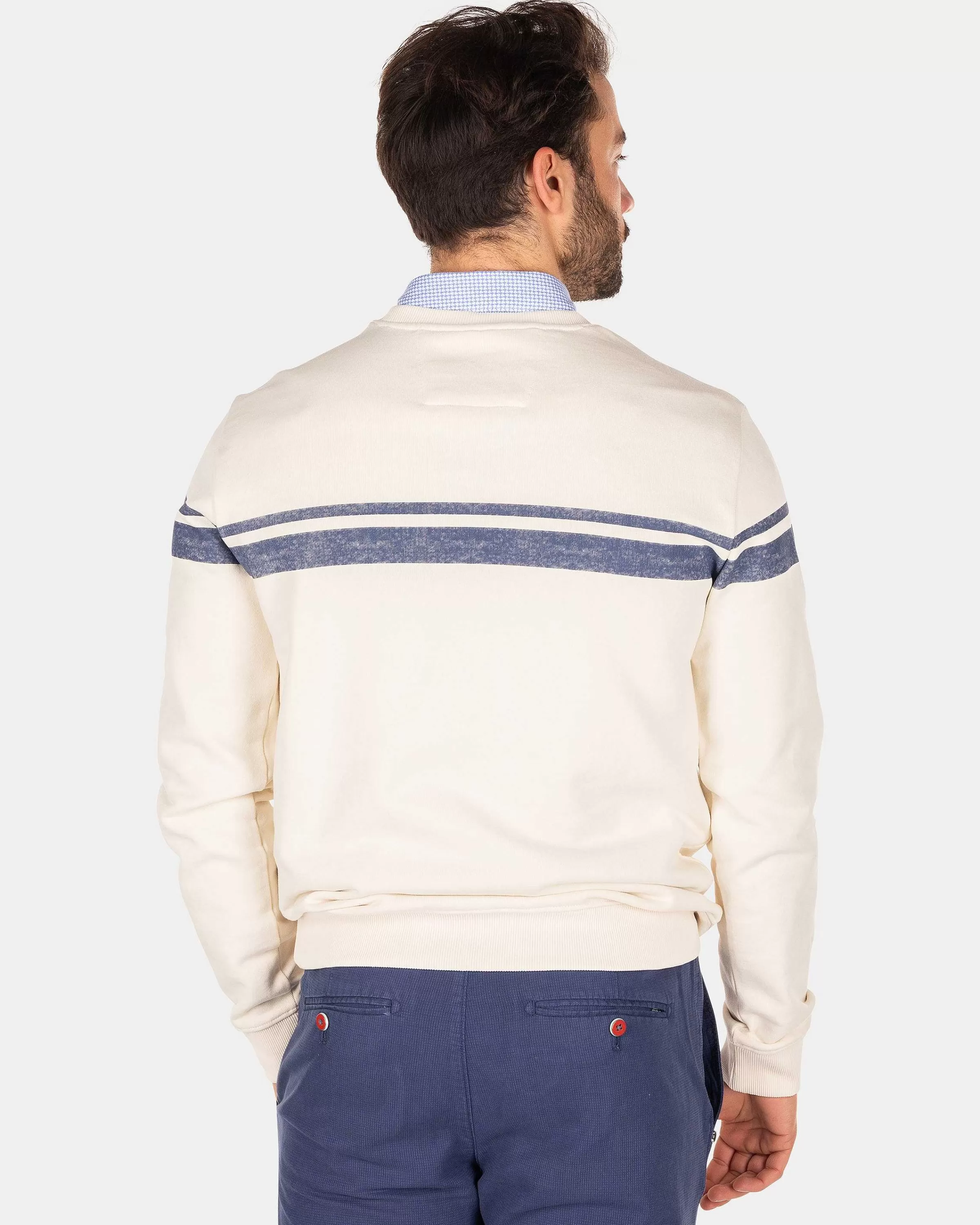 witte_sweater_met_blauwe_streepcream_2-2.webp NZA New Zealand Auckland Sweats | Witte Sweater Met Blauwe Streep-Cream